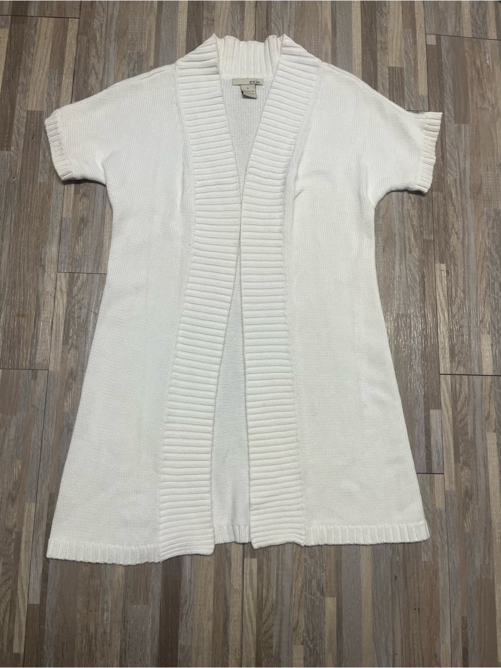 White Short-Sleeve Knit Cardigan 100% Cotton